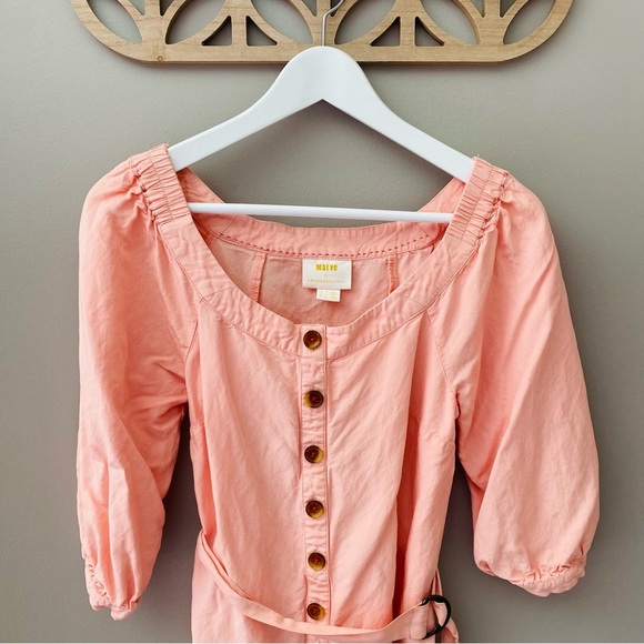 Maeve by Anthropologie Button Up Blouse Peach Sz 0 - Picture 2 of 8